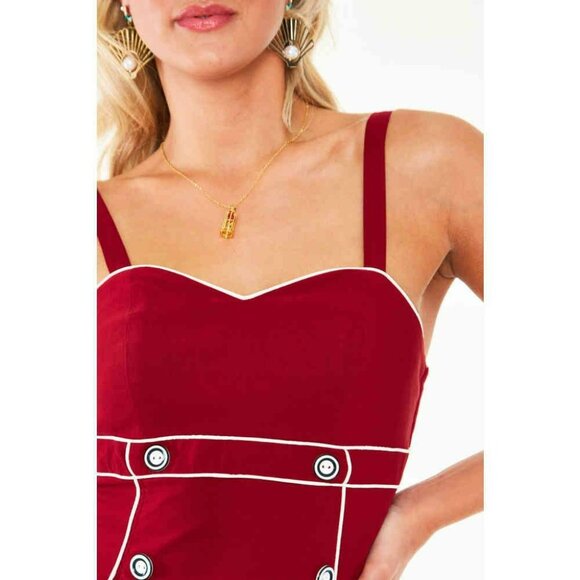 Voodoo Vixen Claudia Nautical Flared Dress Red Sweetheart Sleeveless Size M NWT - Picture 14 of 15